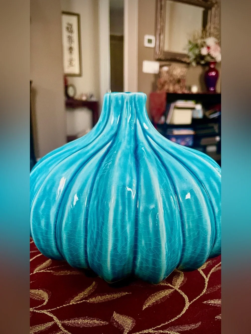 ♥️ Turquoise Ceramic Decorative vase, smaller size
